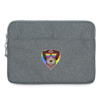 Rainbow - Dog Pointer with glasses and heart - Laptop bag 15" - heather grey - Front
