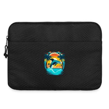 Springender Delphin im Sonnenuntergang - Laptoptasche 15" - Schwarz - Vorne