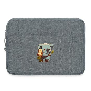 Koala and little bird ready for an adventure - Laptop bag 15" - heather grey - Front