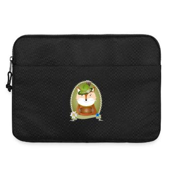 Cute fox in traditional costume with hat and leather pants - Laptop bag 15" - black - Front