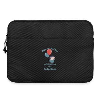 Kleiner Igel mit Luftballons und Schriftzug - Laptoptasche 15" - Schwarz - Vorne