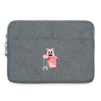 Pig Mechanic Wrench Workshop - Laptop bag 15" - heather grey - Front