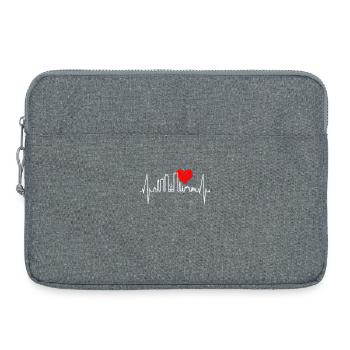 Boston Skyline Herzschlag USA Fan Herz Puls Liebe - Laptoptasche 15" - Grau meliert - Vorne