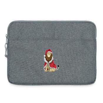Chapeau de père Noël Lion - Sacoche pour ordinateur portable 15 pouces - gris chiné - Devant