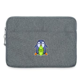 Pingouin vomissant vomi - Sacoche pour ordinateur portable 15 pouces - gris chiné - Devant