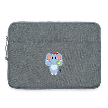 Chapeau de père Noël éléphant - Sacoche pour ordinateur portable 15 pouces - gris chiné - Devant