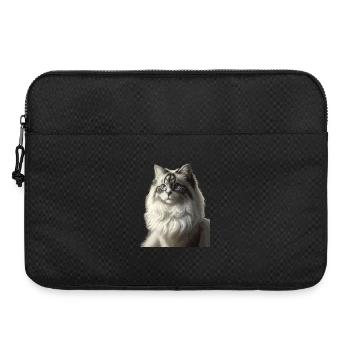 Portrait de visage de chat moelleux - Sacoche pour ordinateur portable 15 pouces - noir - Devant