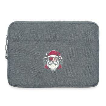 Santa Claus Knitting Pattern with Eye Patch - Laptop bag 15" - heather grey - Front