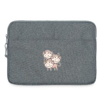 Singe mignon - Motif de singe - Sacoche pour ordinateur portable 15 pouces - gris chiné - Devant