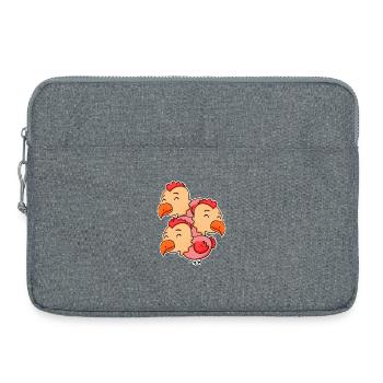 Poulets mignons - Motif de poulet - Sacoche pour ordinateur portable 15 pouces - gris chiné - Devant