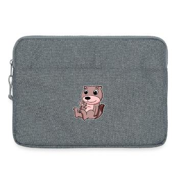Famille de belettes - belette avec bébé - Sacoche pour ordinateur portable 15 pouces - gris chiné - Devant