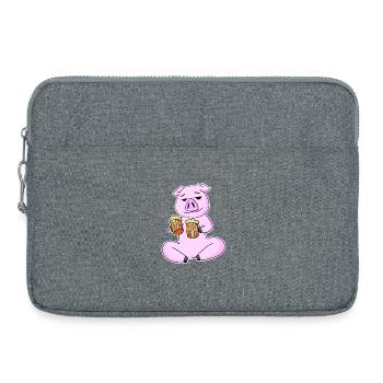 Porc à la bière - Sacoche pour ordinateur portable 15 pouces - gris chiné - Devant