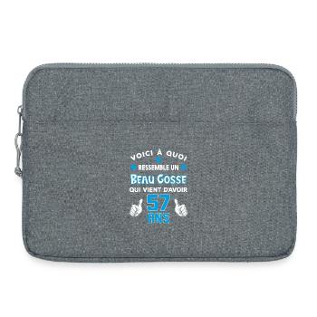 57 ans anniversaire homme cadeau drôle humour - Sacoche pour ordinateur portable 15 pouces - gris chiné - Devant