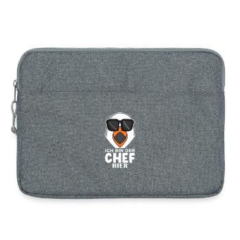 Chef Spruch mit Möwe Motiv - Laptoptasche 15" - Grau meliert - Vorne