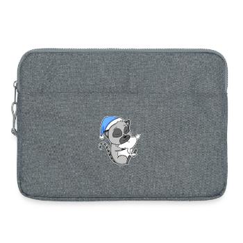 Lémurien avec oreiller et bonnet somnolent - Sacoche pour ordinateur portable 15 pouces - gris chiné - Devant