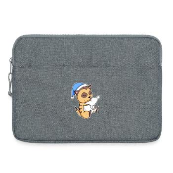 Suricate avec oreiller et bonnet somnolent - Sacoche pour ordinateur portable 15 pouces - gris chiné - Devant