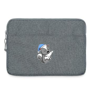 Skunk avec oreiller et bonnet somnolent - Sacoche pour ordinateur portable 15 pouces - gris chiné - Devant