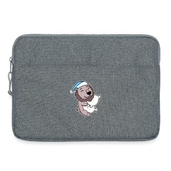 Lion avec oreiller et bonnet somnolent - Sacoche pour ordinateur portable 15 pouces - gris chiné - Devant