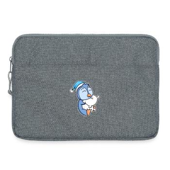 Pingouin avec oreiller et bonnet somnolent - Sacoche pour ordinateur portable 15 pouces - gris chiné - Devant