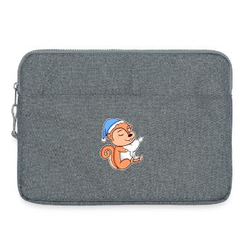 Écureuil avec oreiller et bonnet somnolent - Sacoche pour ordinateur portable 15 pouces - gris chiné - Devant