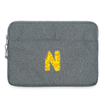 Buchstabe N - Anfangsbuchstabe N - Käse Motiv - Laptoptasche 15" - Grau meliert - Vorne
