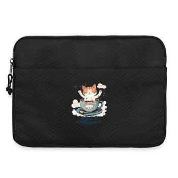 Alarm clock charging, cat humor and coffee mug - Laptop bag 15" - black - Front
