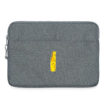 Lettre I - Lettre initiale I - Motif Fromage - Sacoche pour ordinateur portable 15 pouces - gris chiné - Devant