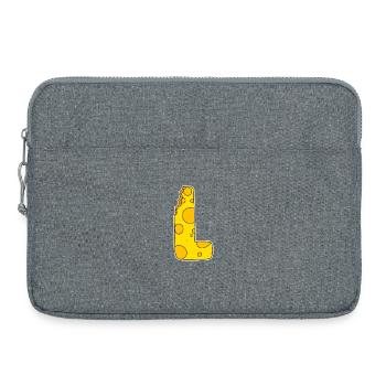 Lettre L - Lettre initiale L - Motif Fromage - Sacoche pour ordinateur portable 15 pouces - gris chiné - Devant