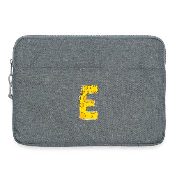Buchstabe E - Anfangsbuchstabe E - Käse Motiv - Laptoptasche 15" - Grau meliert - Vorne