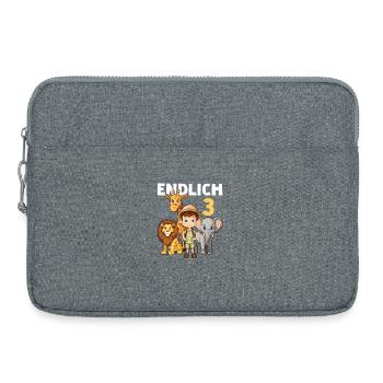 3 Kindergeburtstag Löwe Elefant Giraffe 3 Jahre - Laptoptasche 15" - Grau meliert - Vorne