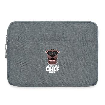 Chef Spruch Anführer Hund - Laptoptasche 15" - Grau meliert - Vorne