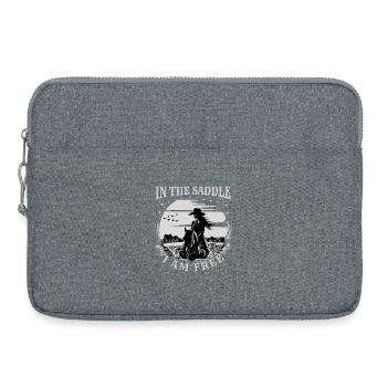 In The Saddle I am Free - Horse Lover Gift Idea - Laptoptasche 15" - Grau meliert - Vorne