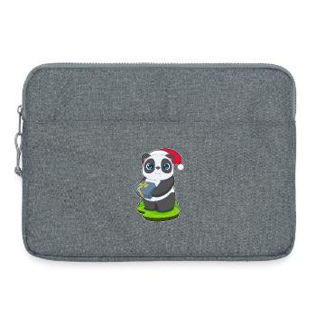 Forfait Noël Panda - Sacoche pour ordinateur portable 15 pouces - gris chiné - Devant