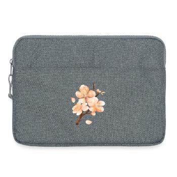 Branche de fleur de pêcher dans un ton pêche doux et velouté - Sacoche pour ordinateur portable 15 pouces - gris chiné - Devant