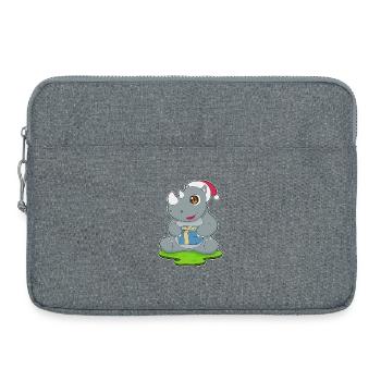 Chapeau de père Noël rhinocéros - Sacoche pour ordinateur portable 15 pouces - gris chiné - Devant