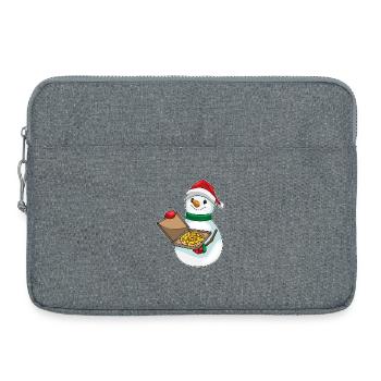 Pizza de Noël bonhomme de neige - Sacoche pour ordinateur portable 15 pouces - gris chiné - Devant