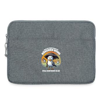 Lustige Möwe im Sturm Lustiger Spruch Büschen Wind - Laptoptasche 15" - Grau meliert - Vorne