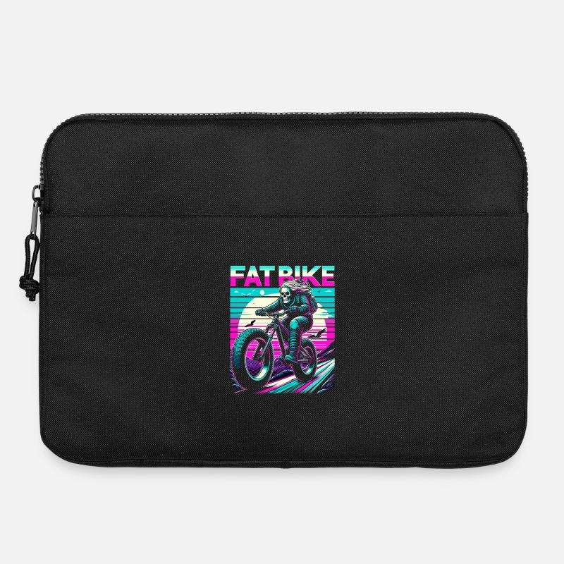 Retrowave Skeleton Biker Fatbike Retro Sunset - Sacoche pour ordinateur portable 15 pouces - noir