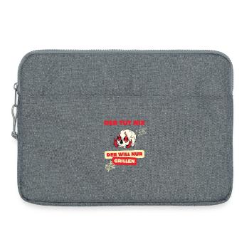 Skull und Grillspruch Design - Laptoptasche 15" - Grau meliert - Vorne
