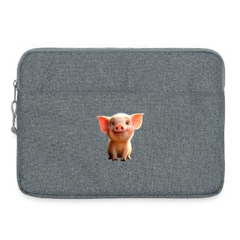 Pig Domestic Pig Pig Piglet Piggy - Laptop bag 15" - heather grey - Front