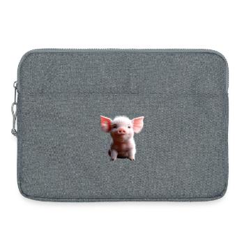 Pig Domestic Pig Pig Piglet Piggy - Laptop bag 15" - heather grey - Front