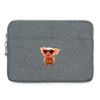 Pig Domestic Pig Pig Piglet Piggy - Laptop bag 15" - heather grey - Front