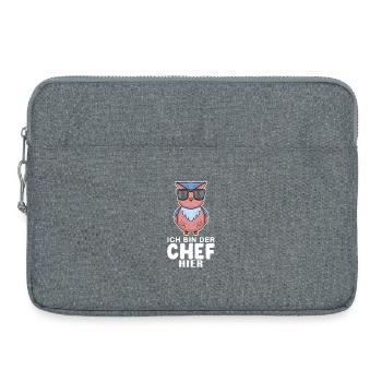 Chef Spruch Anführer Eule Motiv - Laptoptasche 15" - Grau meliert - Vorne