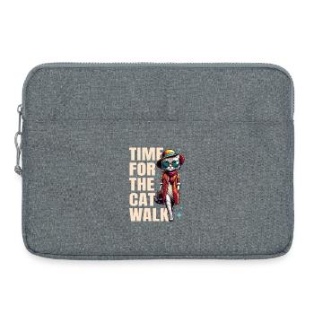 Cat Runway Fashion "Time for the Catwalk" Saying - Laptop bag 15" - heather grey - Front