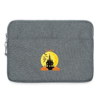 Château d’Halloween avec des citrouilles et la lune - Sacoche pour ordinateur portable 15 pouces - gris chiné - Devant
