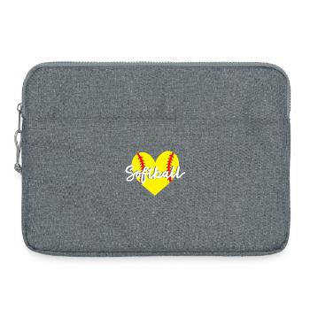Softball Herz - Laptoptasche 15" - Grau meliert - Vorne