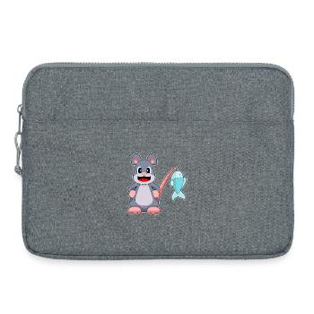 Maus Angler Fisch Angeln - Laptoptasche 15" - Grau meliert - Vorne