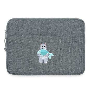 Nilpferd Angler Fisch Angeln - Laptoptasche 15" - Grau meliert - Vorne