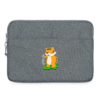 Tiger Angler Fisch Angeln - Laptoptasche 15" - Grau meliert - Vorne