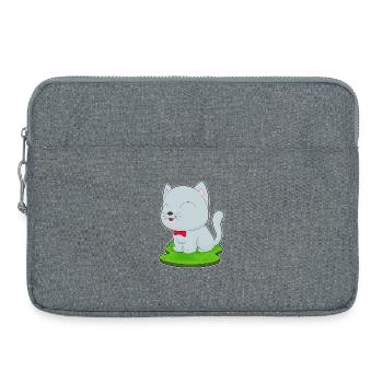Katze Fliege - Laptoptasche 15" - Grau meliert - Vorne